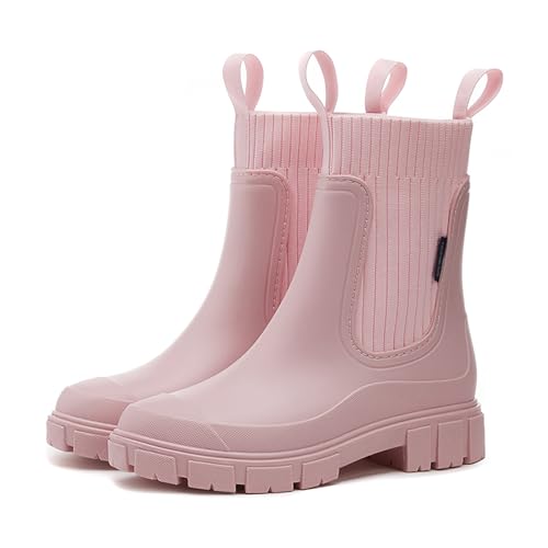 Women'S Waterproof Lug Sole Chelsea Rain Boots