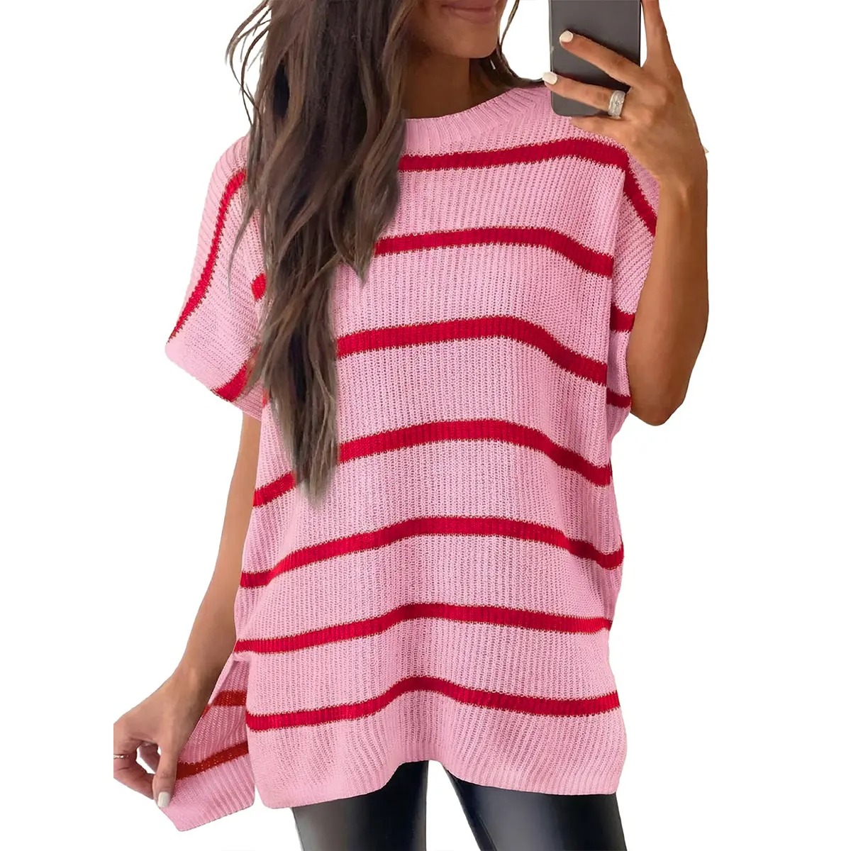 Women's Casual Oversized Solid Knit Pullover