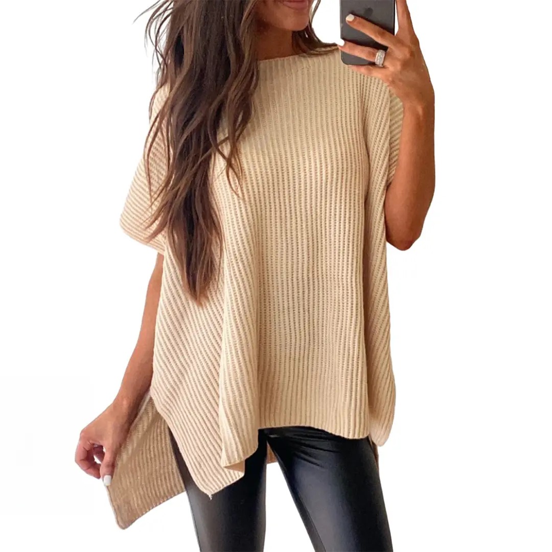 Women's Casual Oversized Solid Knit Pullover