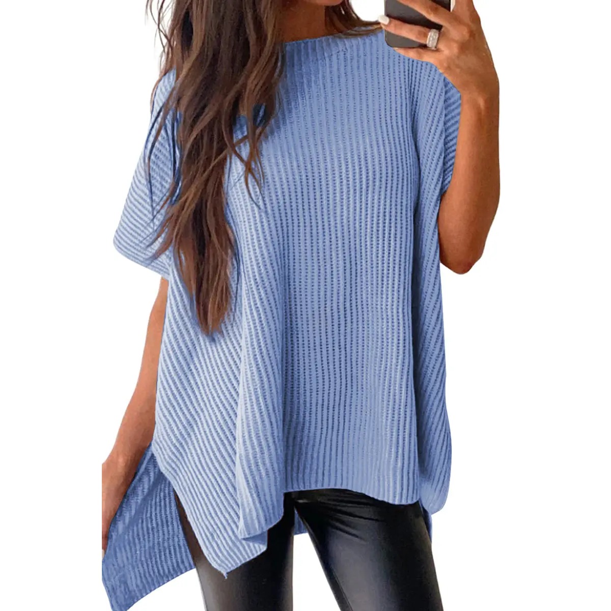 Women's Casual Oversized Solid Knit Pullover