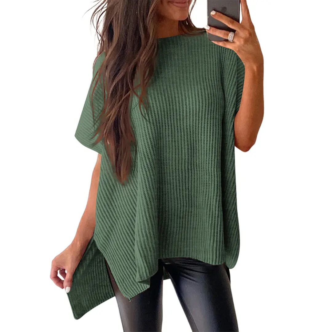 Women's Casual Oversized Solid Knit Pullover