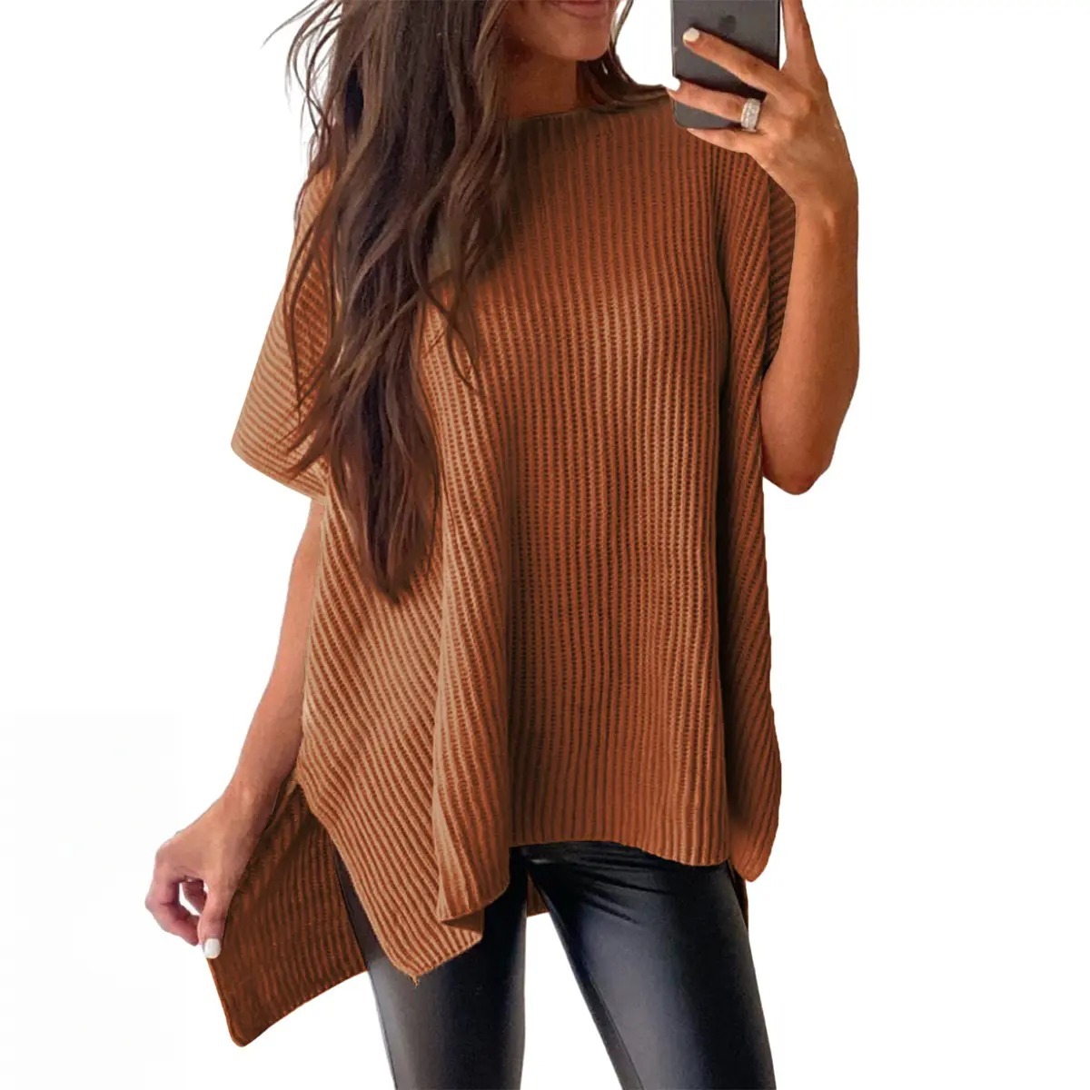 Women's Casual Oversized Solid Knit Pullover