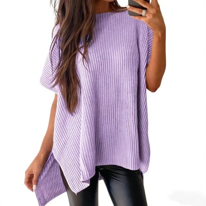 Women's Casual Oversized Solid Knit Pullover