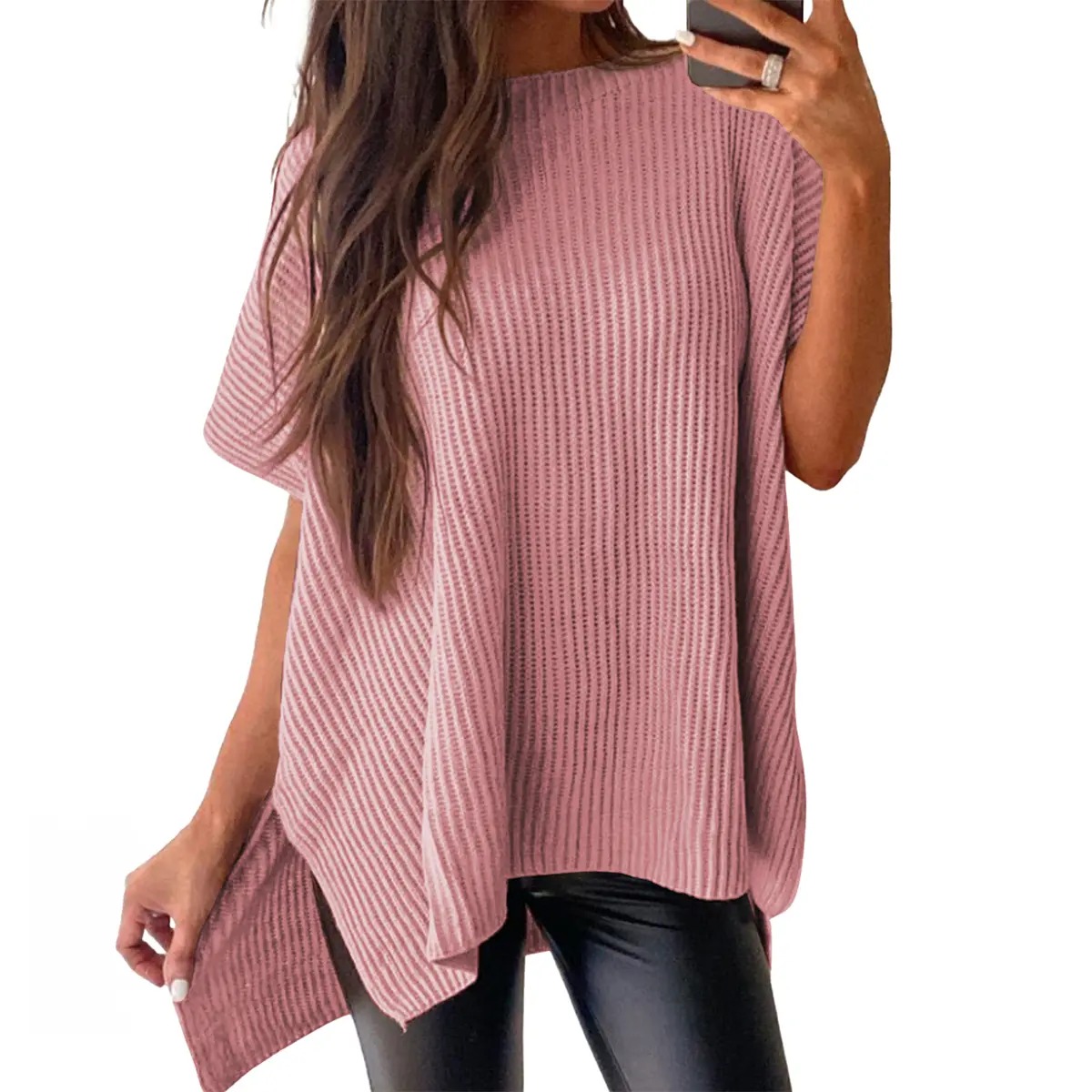Women's Casual Oversized Solid Knit Pullover