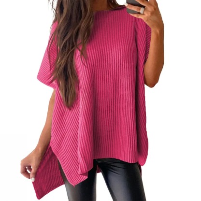 Women's Casual Oversized Solid Knit Pullover