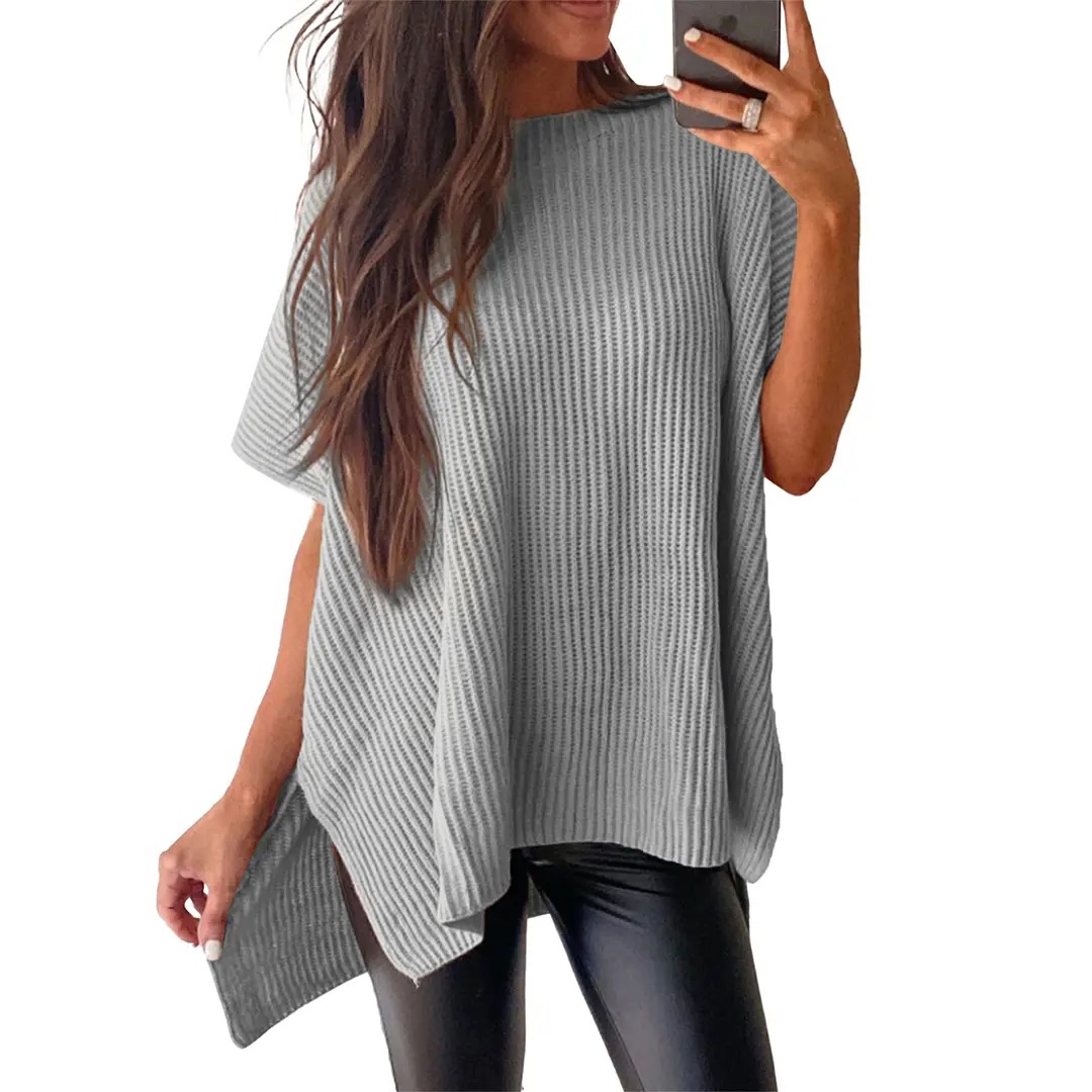 Women's Casual Oversized Solid Knit Pullover