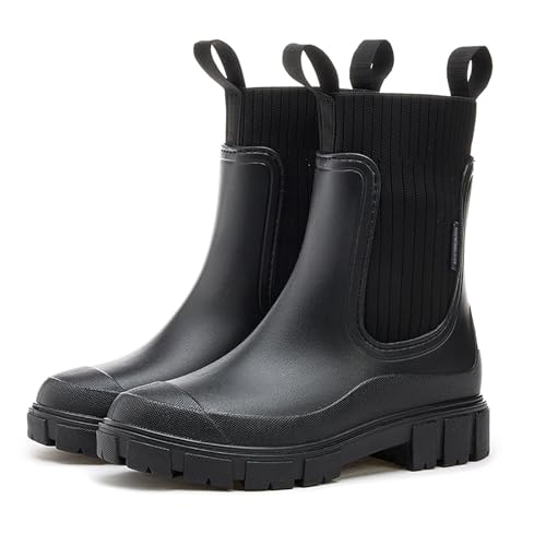 Women'S Waterproof Lug Sole Chelsea Rain Boots