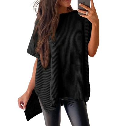 Women's Casual Oversized Solid Knit Pullover