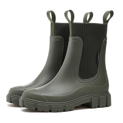 Women'S Waterproof Lug Sole Chelsea Rain Boots