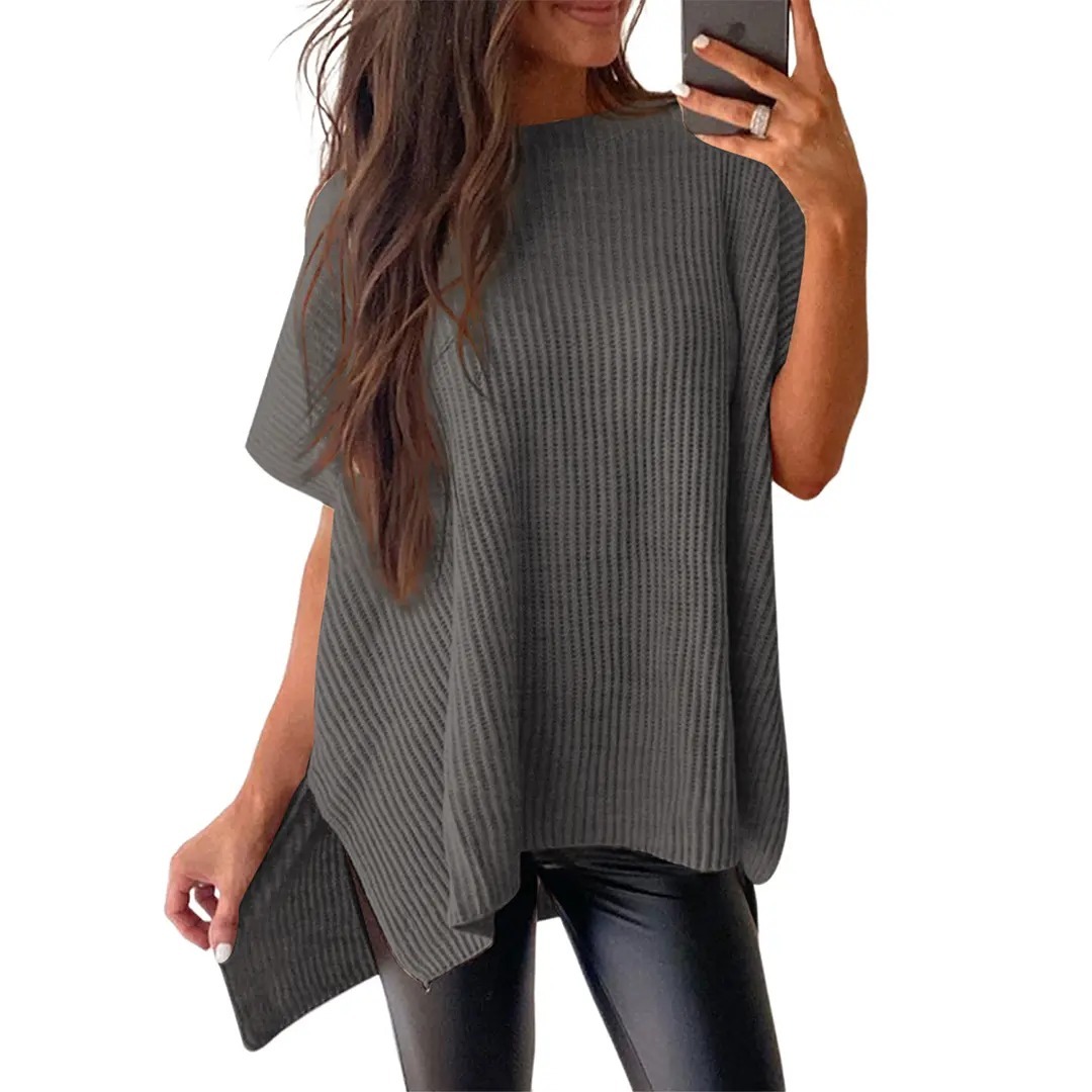 Women's Casual Oversized Solid Knit Pullover