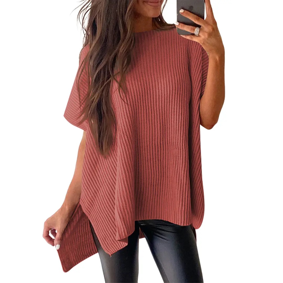Women's Casual Oversized Solid Knit Pullover