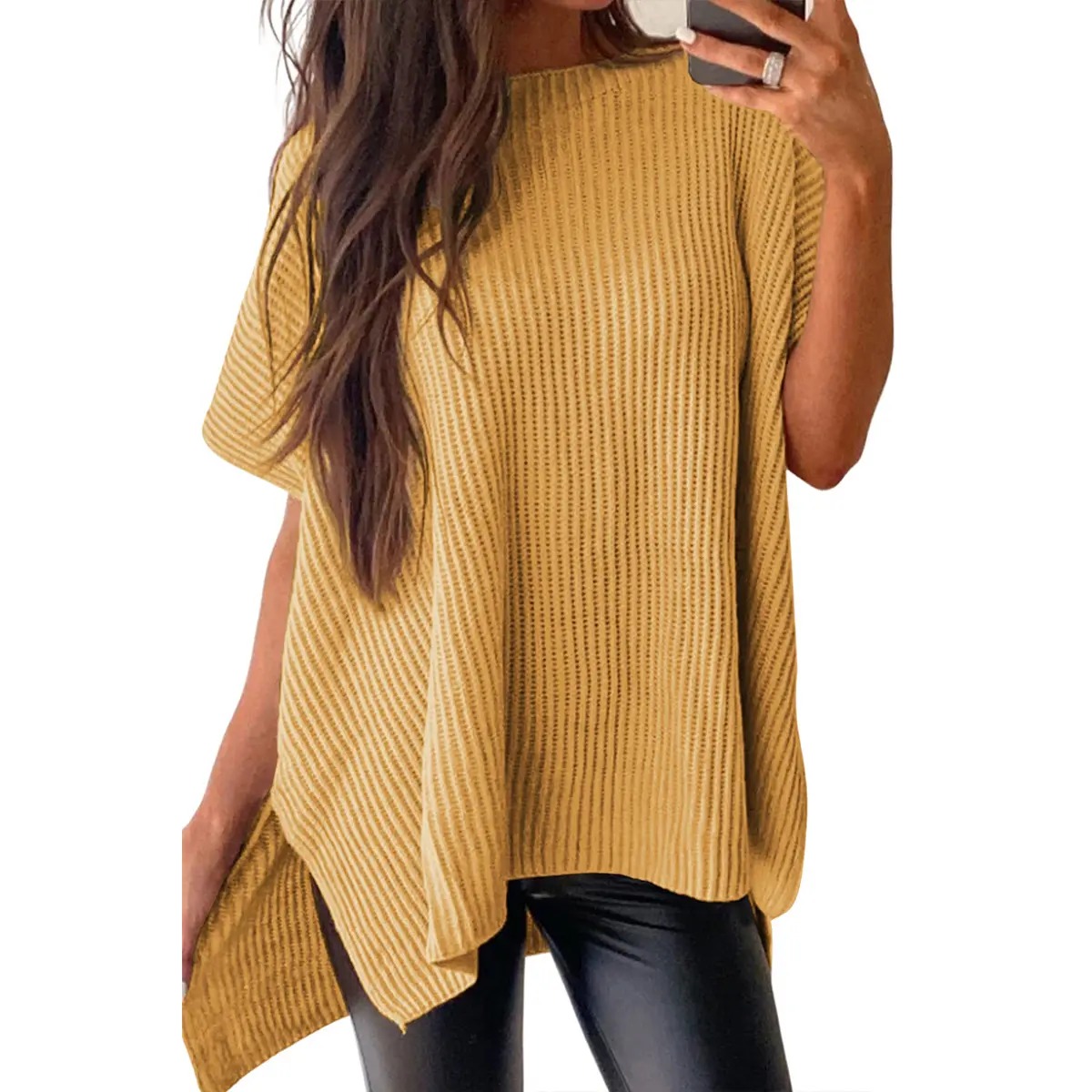 Women's Casual Oversized Solid Knit Pullover