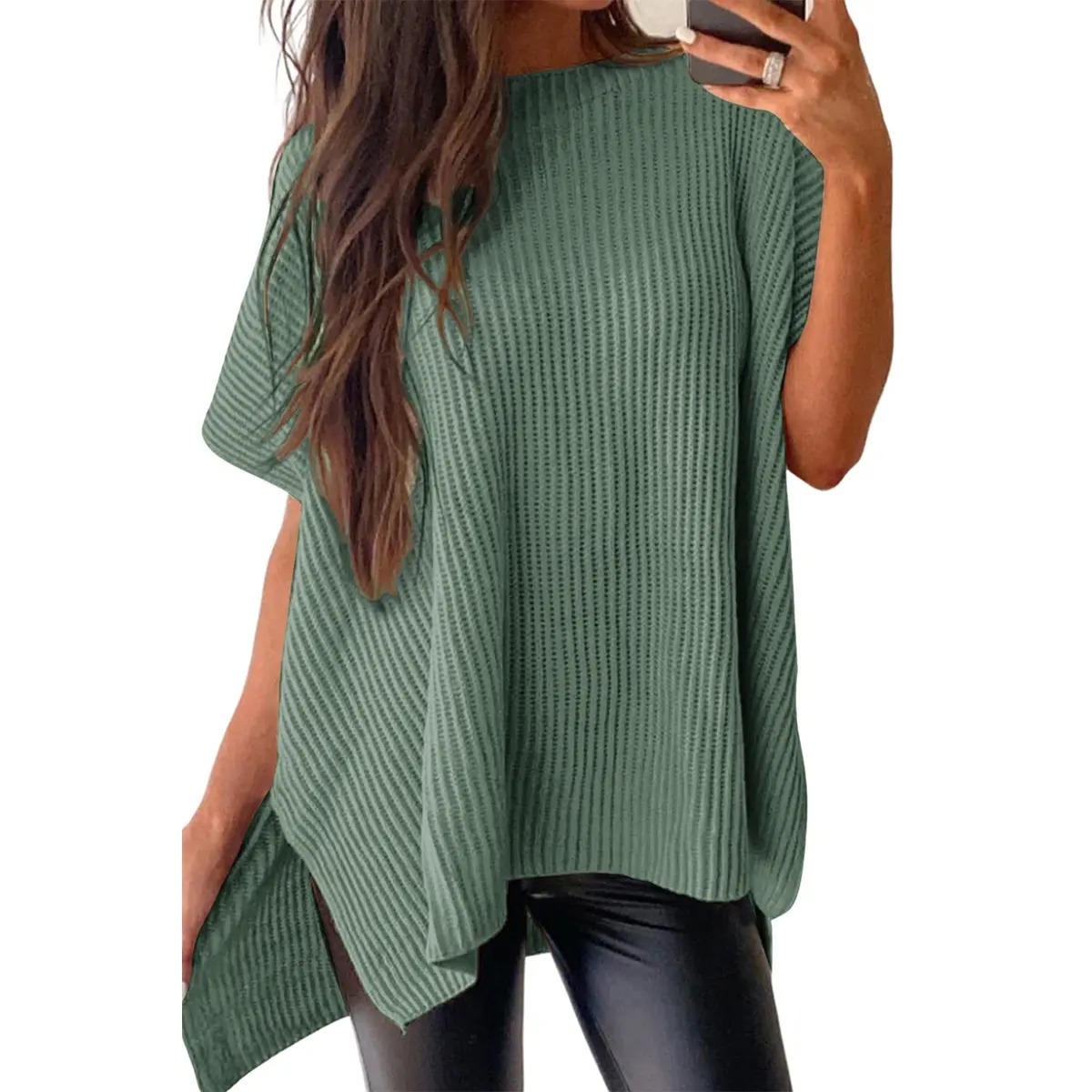 Women's Casual Oversized Solid Knit Pullover