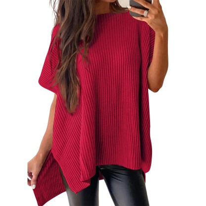 Women's Casual Oversized Solid Knit Pullover