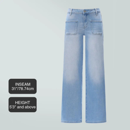 Mid-low Rise Baggy Jeans Stretchy Wide Leg for Women  Lady Basic Minimalist Comfortable Denim Tummy Control Curve Hugging Plus Size Regular Size BBL Spring Fashion Daily Outfits