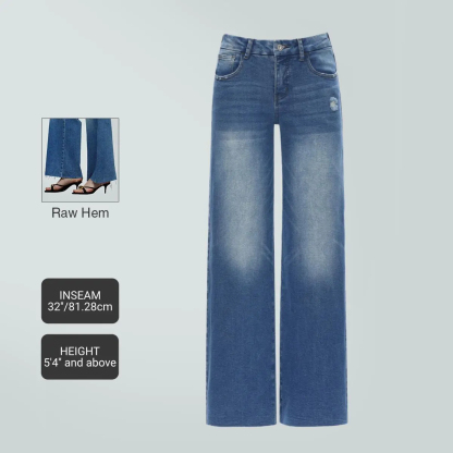 Mid-low Rise Baggy Jeans Stretchy Wide Leg for Women  Lady Basic Minimalist Comfortable Denim Tummy Control Curve Hugging Plus Size Regular Size BBL Spring Fashion Daily Outfits