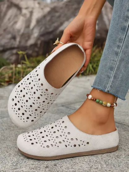 Women's Wide Fit Holes Summer Breathable Lightweight Mules