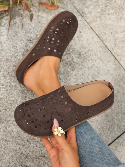 Women's Wide Fit Holes Summer Breathable Lightweight Mules