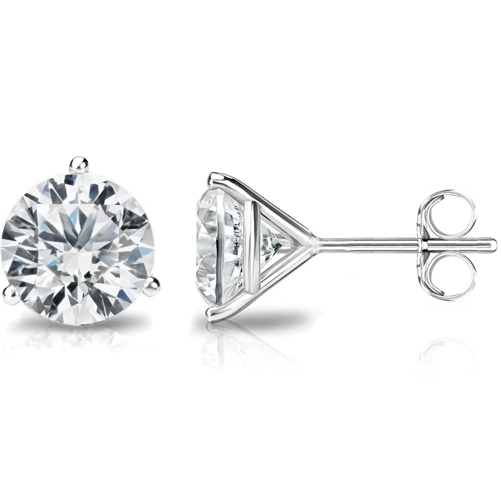 14K Gold Plated Sterling Silver Cubic Zirconia Stud Earrings for Women
