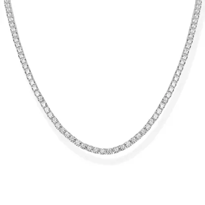 14K Gold Plated 3mm Simulated Diamond Tennis Necklace