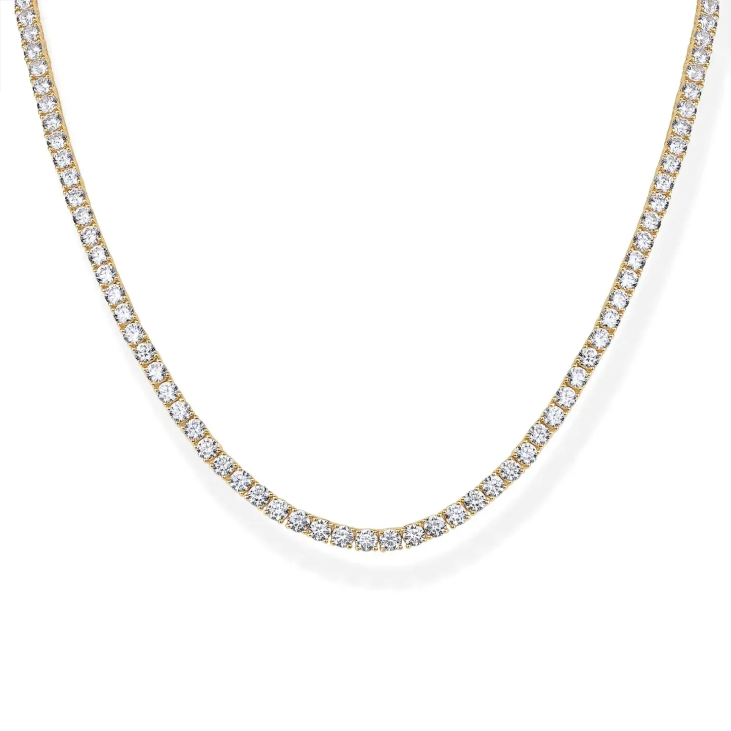 14K Gold Plated 3mm Simulated Diamond Tennis Necklace