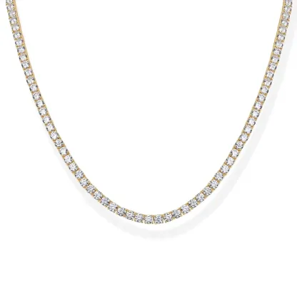 14K Gold Plated 3mm Simulated Diamond Tennis Necklace