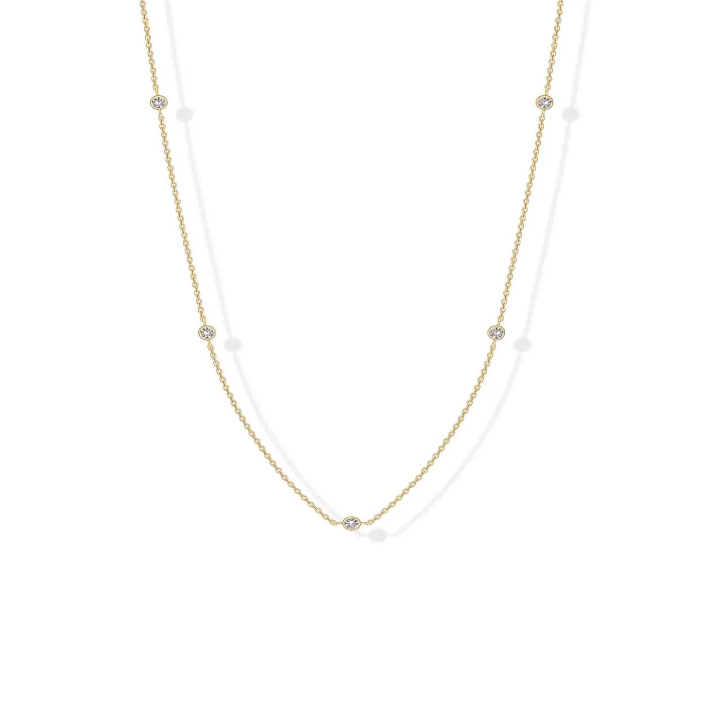14K Gold Plated Station Necklace for Women