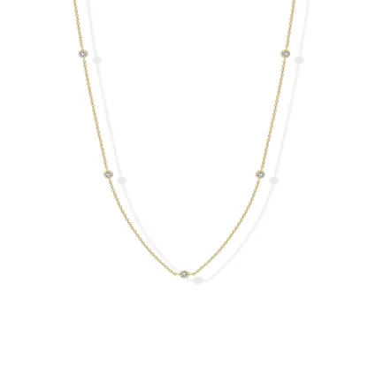 14K Gold Plated Station Necklace for Women