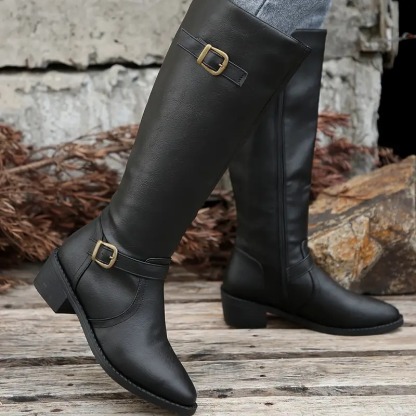 Comfy Chunky Heel Mid-Calf Boots