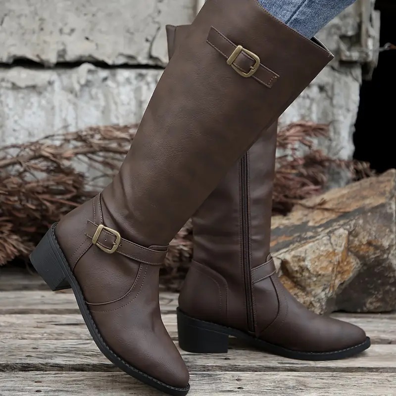 Comfy Chunky Heel Mid-Calf Boots