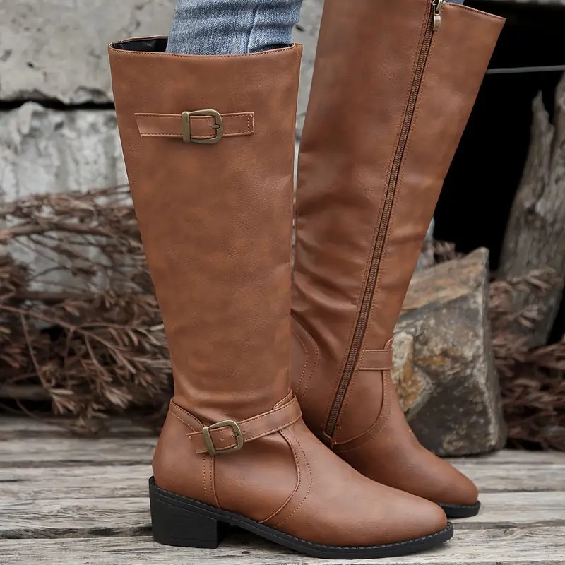 Comfy Chunky Heel Mid-Calf Boots