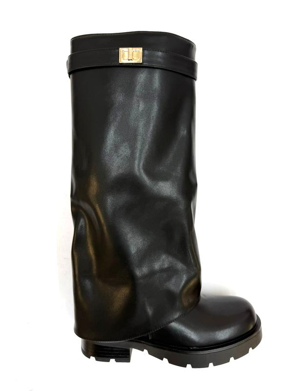 Women's Fold Over Knee High Shark Boots