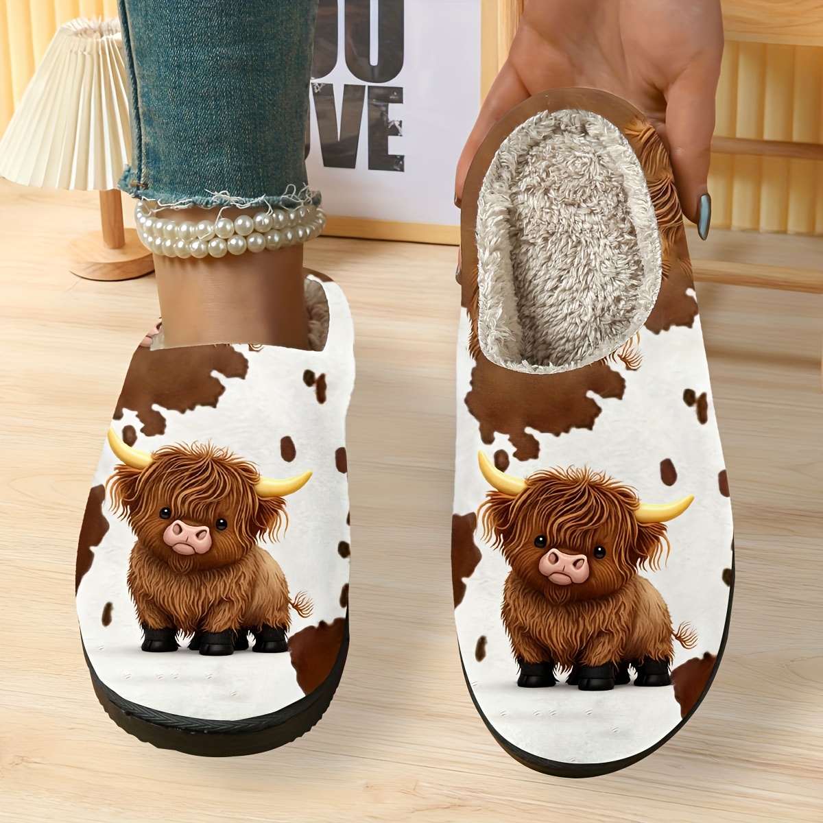 Women'S Plush Highland Cow Slippers
