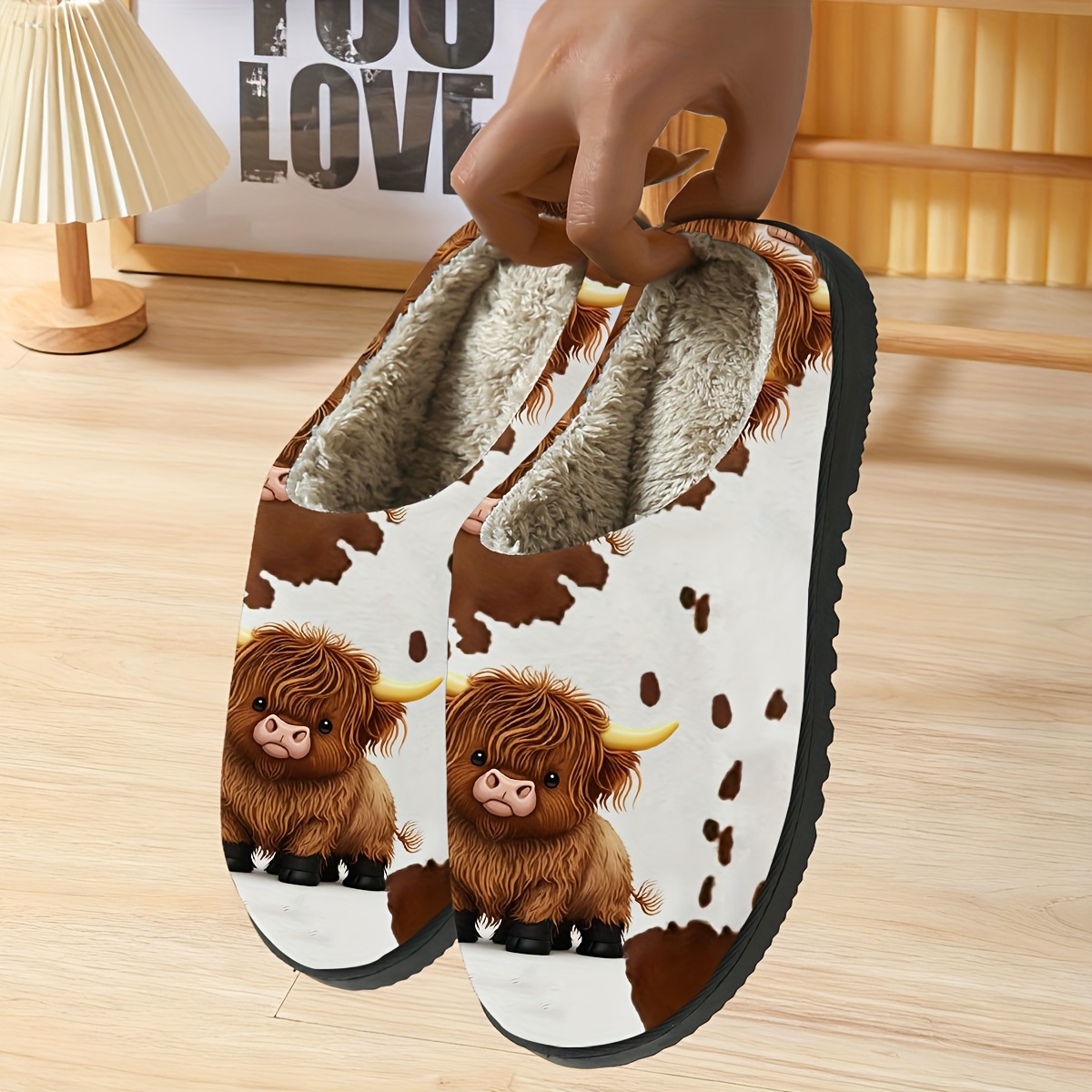 Women'S Plush Highland Cow Slippers
