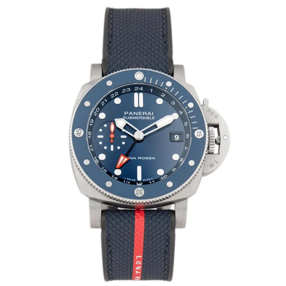 パネライ Submersible Luna Rossa GMT Titanium Blue Dial 42mm PAM01507