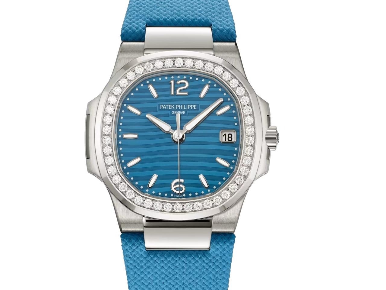 パテック フィリップ ノーチラス Nautilus Blue Diamond Bezel Blue Strap 2026 7010G-013 32mm