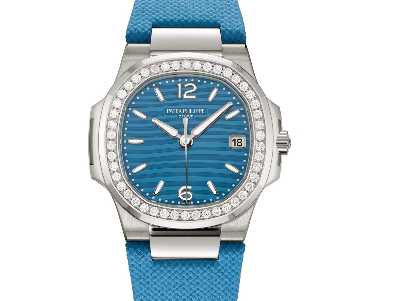 パテック フィリップ ノーチラス Nautilus Blue Diamond Bezel Blue Strap 2026 7010G-013 32mm