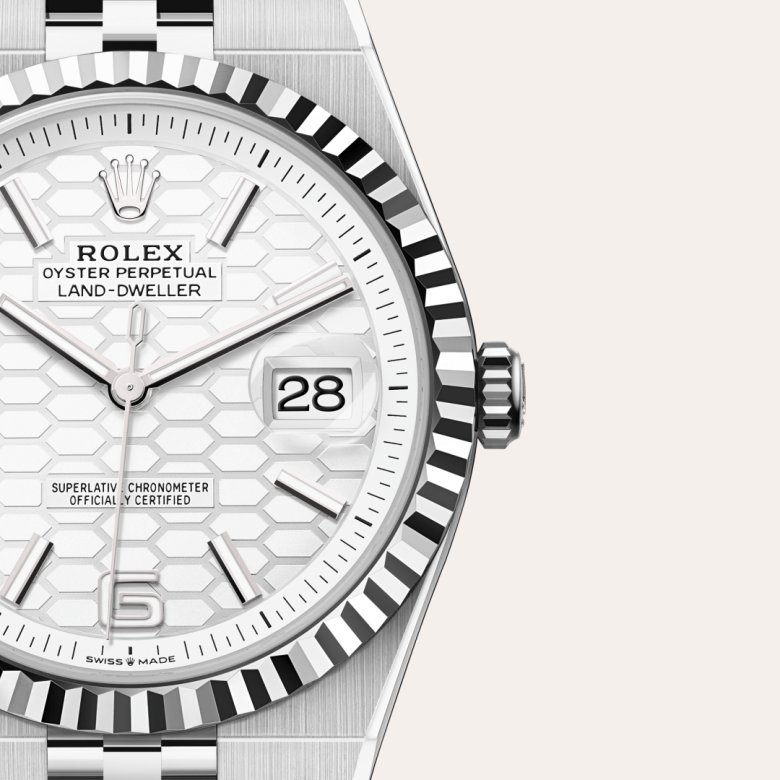 2025新作モデル ランドドゥエラー オイスター、40 mm、オイスタースチール＆ホワイトゴールド M127334-0001