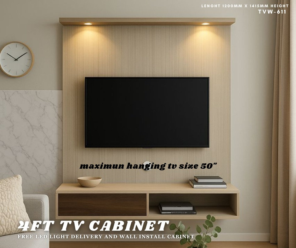 [Local]4ft TV Cabinet GVI-611 Kabinet TV gantung/light/Lampu