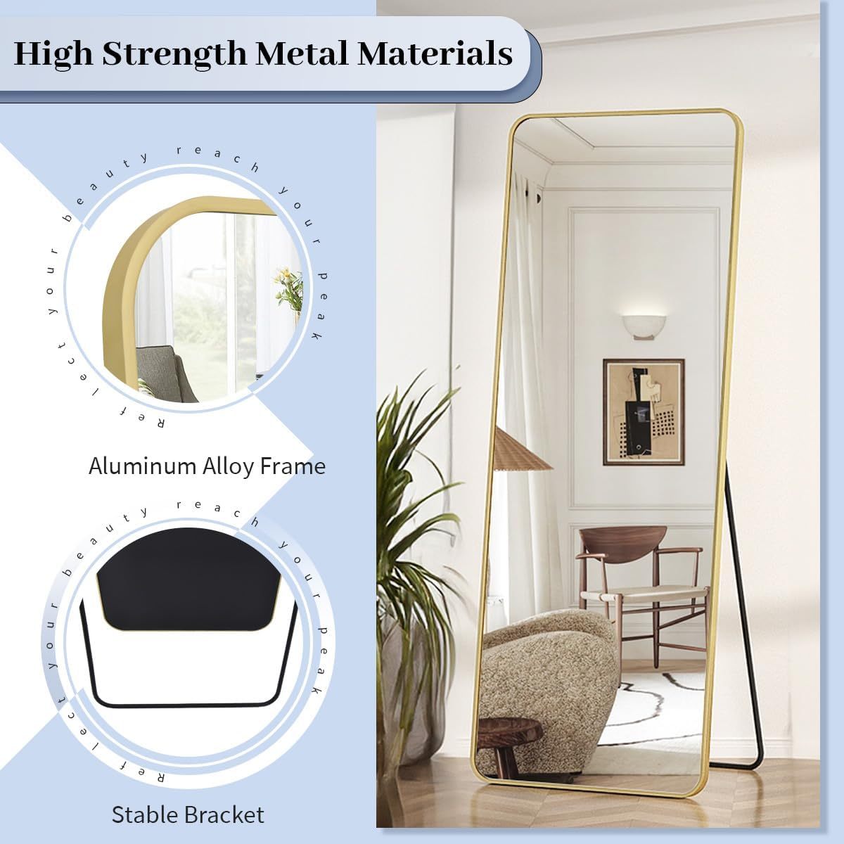 Large Full-Length Floor Mirror | Freestanding Dressing Mirror for Bedroom, Home, & Apparel Stores