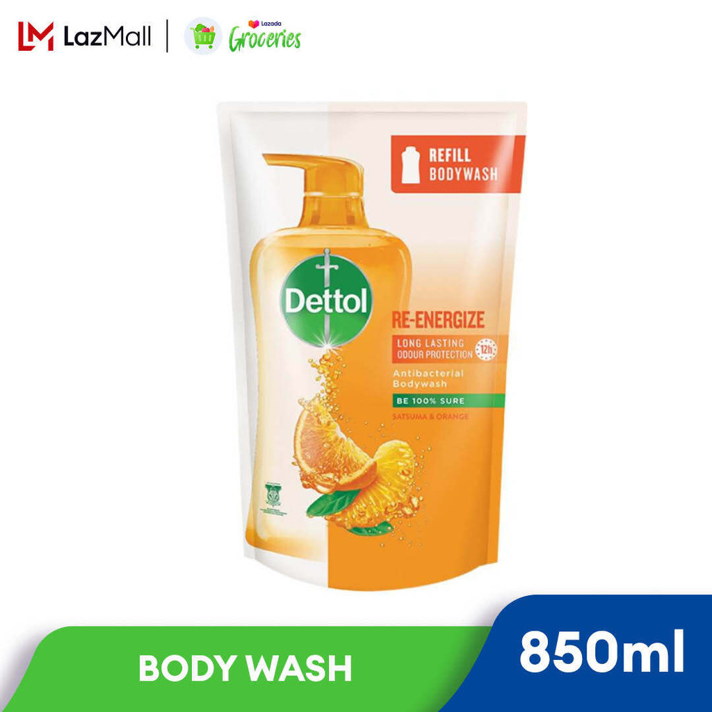 Dettol Shower Gel/Antibacterial Body Wash 850ml Value Refill Pouch (Re-energise)