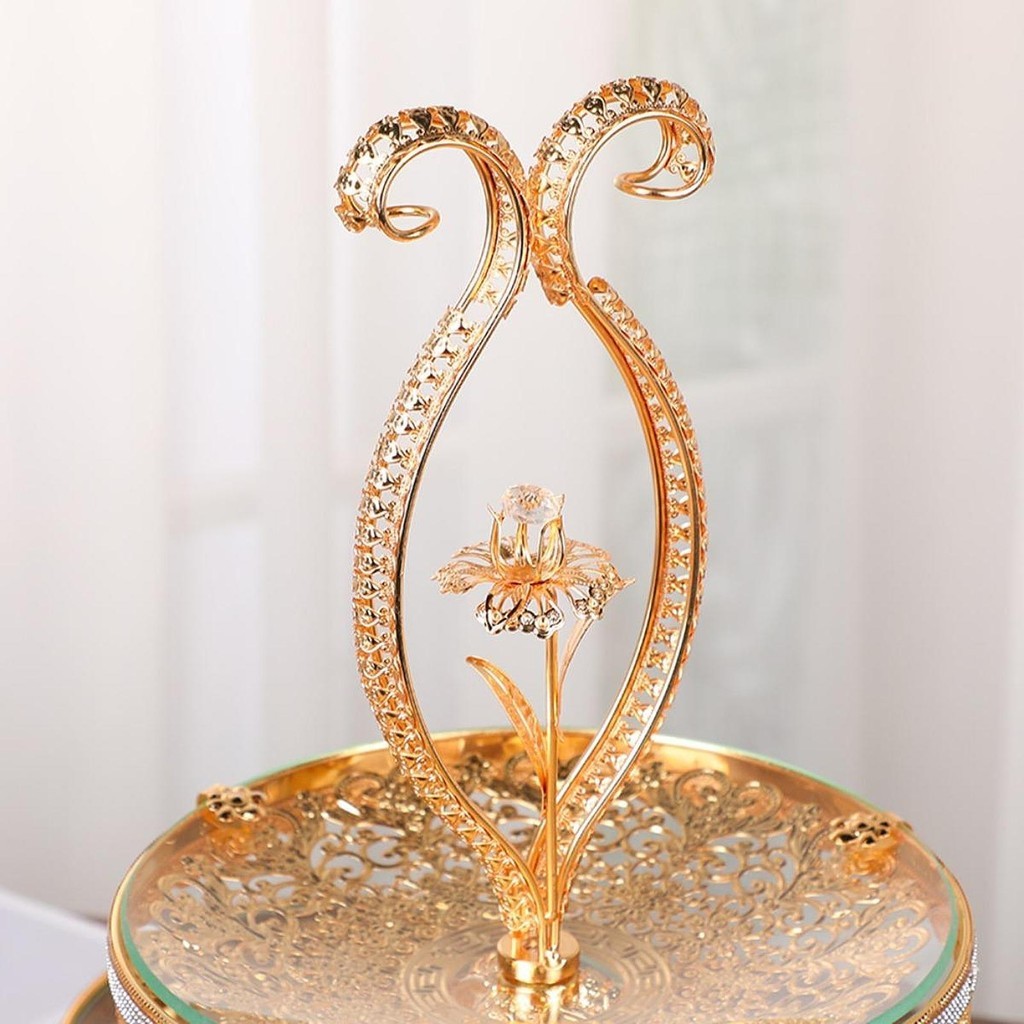 GAB345734100 Moon Loey Double Layered Glass Fruit Platter Cupcake Tower Stand for Hotel Living Room