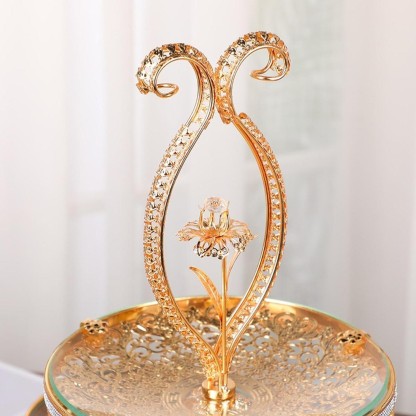 GAB345734100 Moon Loey Double Layered Glass Fruit Platter Cupcake Tower Stand for Hotel Living Room