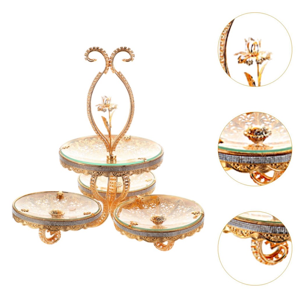 GAB345734100 Moon Loey Double Layered Glass Fruit Platter Cupcake Tower Stand for Hotel Living Room