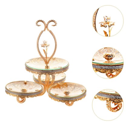 GAB345734100 Moon Loey Double Layered Glass Fruit Platter Cupcake Tower Stand for Hotel Living Room