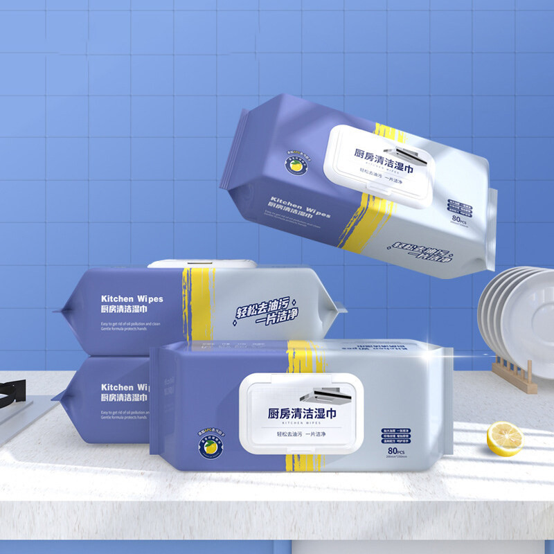 《   》80pcs Extra Large Kitchen Wet Wipes Multi Usage Degreasing Cleaning Wet Tissue Tisu Basah Dapur 厨房湿纸巾