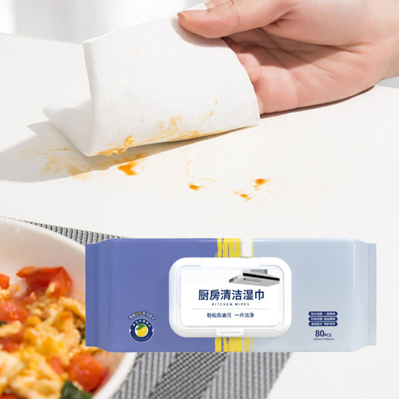 《   》80pcs Extra Large Kitchen Wet Wipes Multi Usage Degreasing Cleaning Wet Tissue Tisu Basah Dapur 厨房湿纸巾