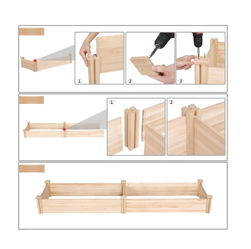 กล่องปลูกต้นไม้ยกสูงขนาดใหญ่ที่ทำจากไม้