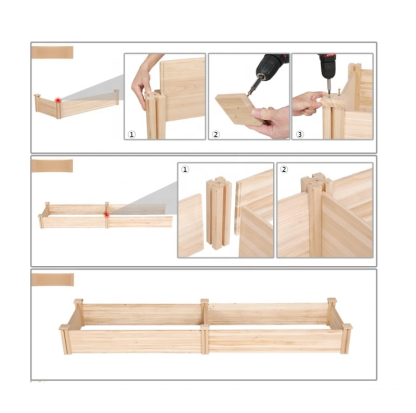 กล่องปลูกต้นไม้ยกสูงขนาดใหญ่ที่ทำจากไม้