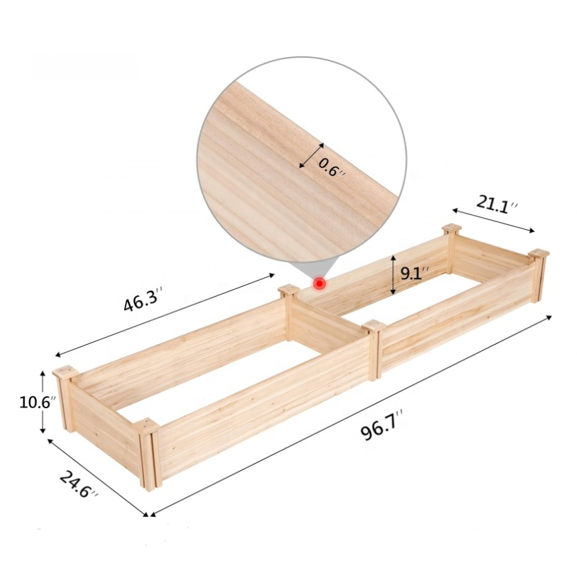 กล่องปลูกต้นไม้ยกสูงขนาดใหญ่ที่ทำจากไม้